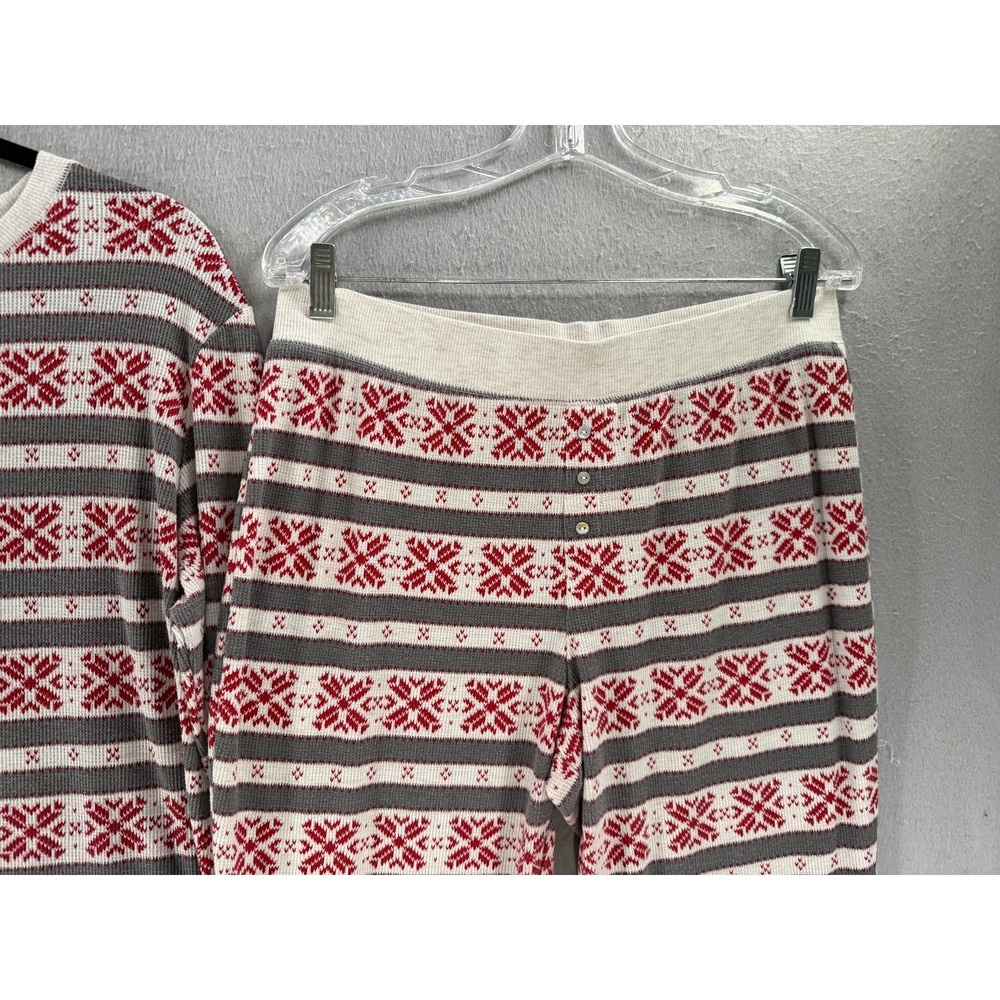 Stars Above Pajama Set Womens XL Gray Red 2 Piece Thermal Snowflakes Long Johns - Picture 4 of 16